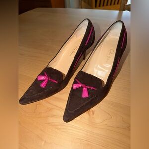 Cole Haan Collection Brown Suede Pump with Pink Tassels